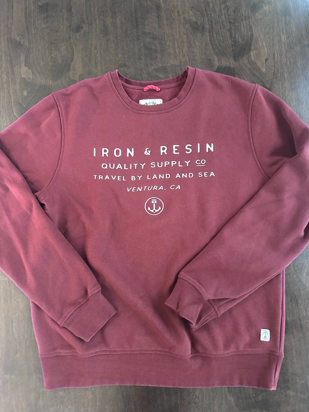 Men’s Iron & Resin Maroon Burgundy Crewneck Sweatshirt XL Flawless
